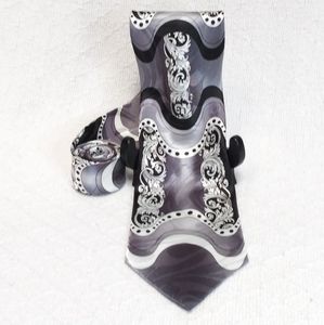 Gianni Black White Scroll Neck Tie